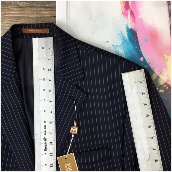 New Michael Kors Mens Suit 2 Piece Set Size 44L‎ Jacket Blazer Pants Wool Blue - Picture 12 of 16